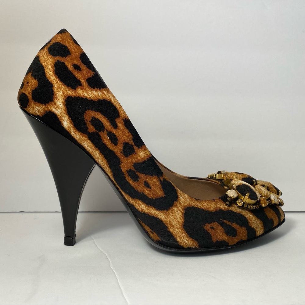 YSL Yves Saint Laurent leopard pumps heels 35 - Picture 2 of 11